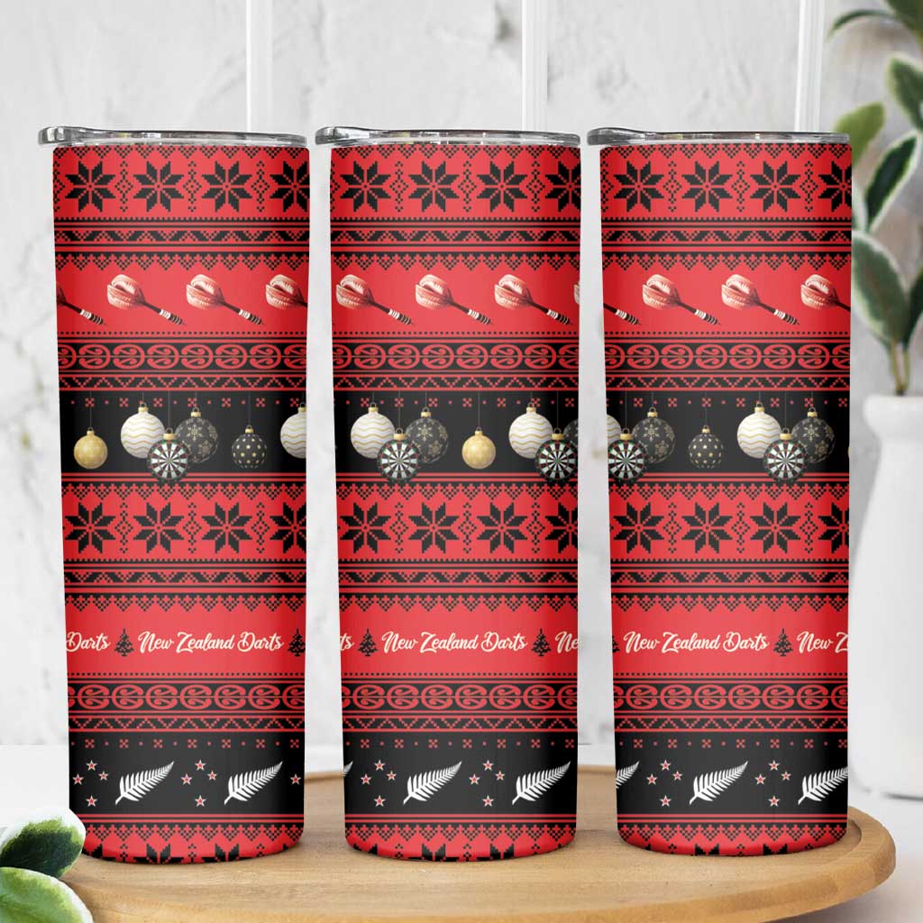 New Zealand Darts Christmas Skinny Tumbler Merry Xmas Aotearoa Maori Red LT14 - Polynesian Pride