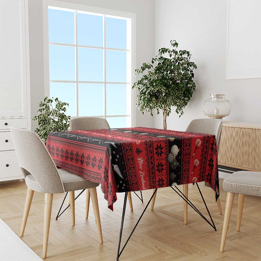 New Zealand Darts Christmas Tablecloth Merry Xmas Aotearoa Maori Red - Polynesian Pride