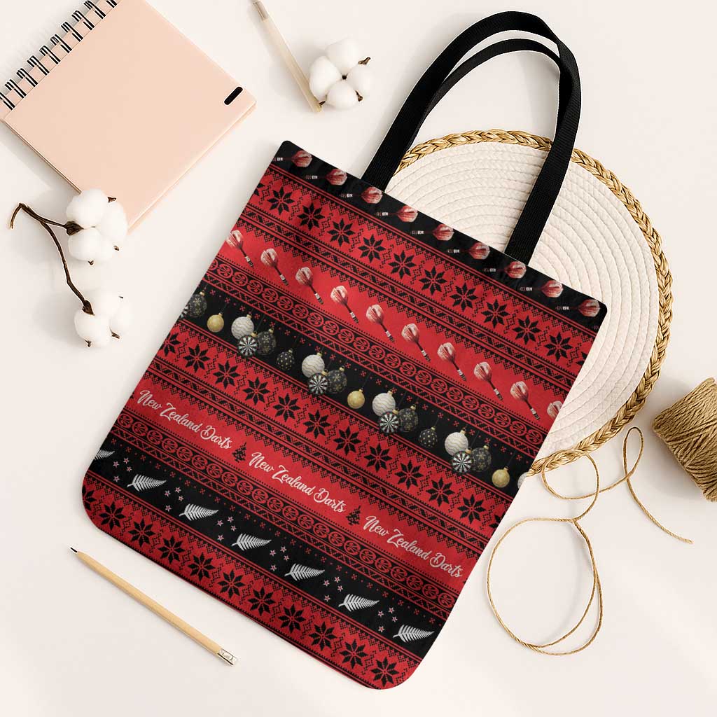 New Zealand Darts Christmas Tote Bag Merry Xmas Aotearoa Maori Red - Polynesian Pride
