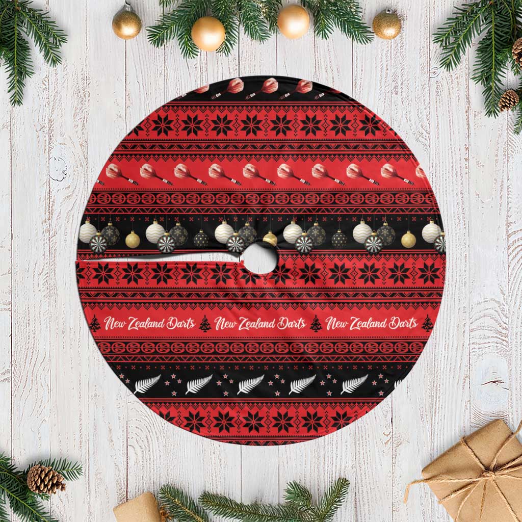 New Zealand Darts Christmas Tree Skirt Merry Xmas Aotearoa Maori Red - Polynesian Pride