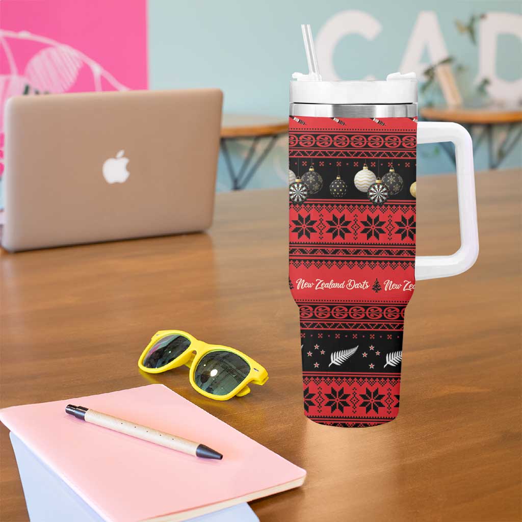 New Zealand Darts Christmas Tumbler With Handle Merry Xmas Aotearoa Maori Red - Polynesian Pride