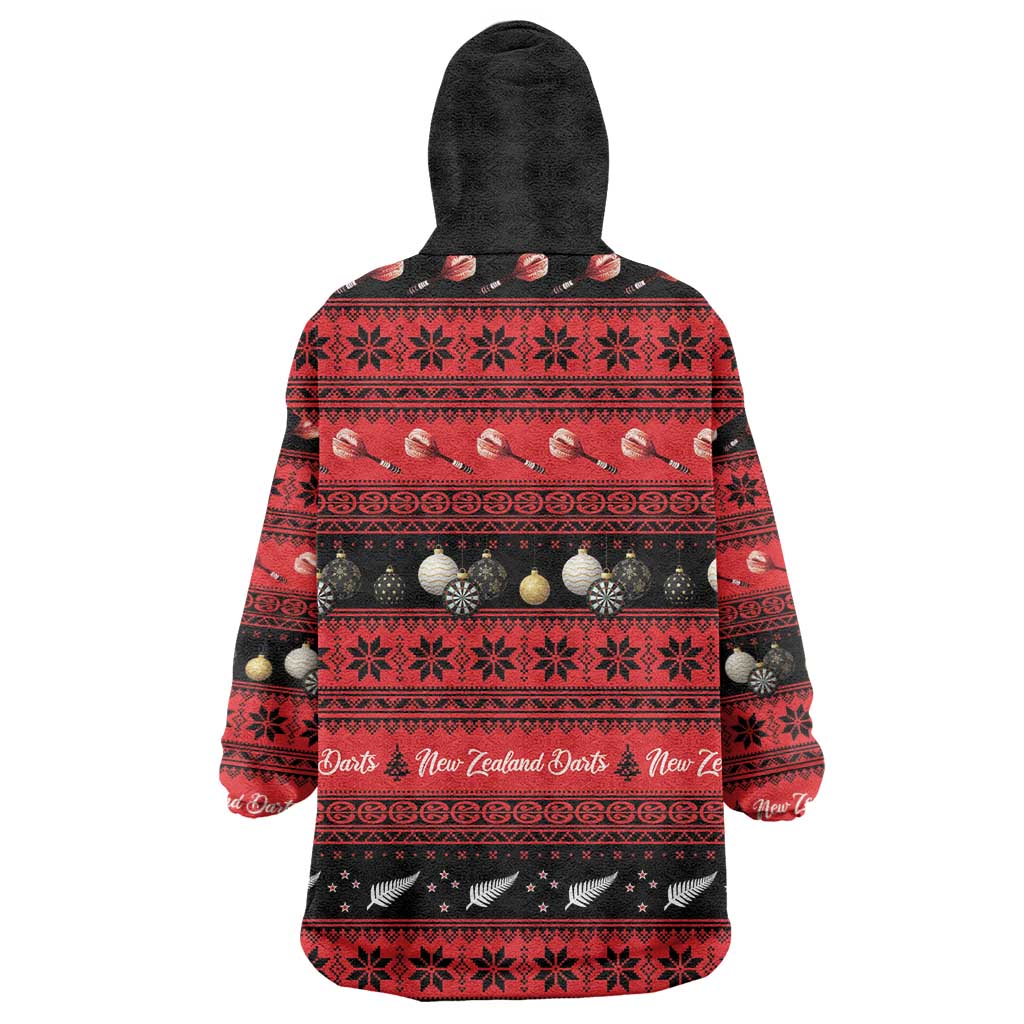 New Zealand Darts Christmas Wearable Blanket Hoodie Merry Xmas Aotearoa Maori Red LT14 - Polynesian Pride