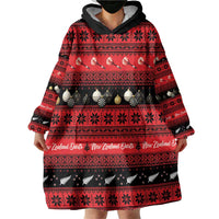 New Zealand Darts Christmas Wearable Blanket Hoodie Merry Xmas Aotearoa Maori Red LT14 - Polynesian Pride