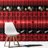 New Zealand Darts Christmas Window Curtain Merry Xmas Aotearoa Maori Red - Polynesian Pride
