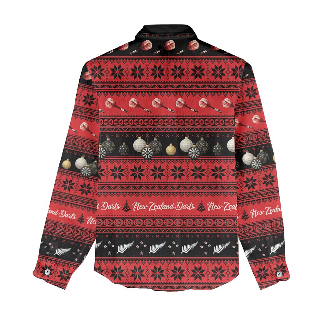 New Zealand Darts Christmas Women Casual Shirt Merry Xmas Aotearoa Maori Red LT14 - Polynesian Pride