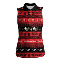 New Zealand Darts Christmas Women Sleeveless Polo Shirt Merry Xmas Aotearoa Maori Red LT14 Female Red - Polynesian Pride