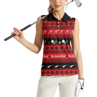 New Zealand Darts Christmas Women Sleeveless Polo Shirt Merry Xmas Aotearoa Maori Red LT14 - Polynesian Pride
