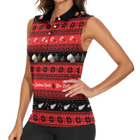 New Zealand Darts Christmas Women Sleeveless Polo Shirt Merry Xmas Aotearoa Maori Red LT14 - Polynesian Pride