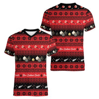New Zealand Darts Christmas Women V-Neck T-Shirt Merry Xmas Aotearoa Maori Red LT14 - Polynesian Pride