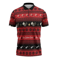 New Zealand Darts Christmas Zipper Polo Shirt Merry Xmas Aotearoa Maori Red LT14 Red - Polynesian Pride