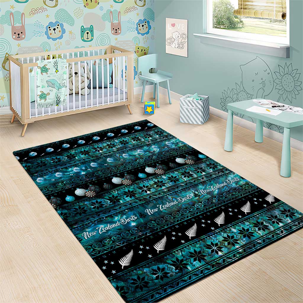 New Zealand Darts Christmas Area Rug Merry Xmas Aotearoa Maori Paua Shell - Polynesian Pride