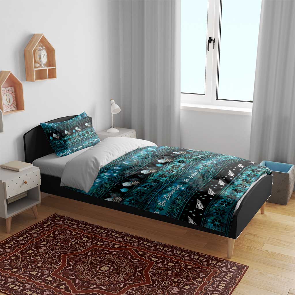 New Zealand Darts Christmas Bedding Set Merry Xmas Aotearoa Maori Paua Shell - Polynesian Pride