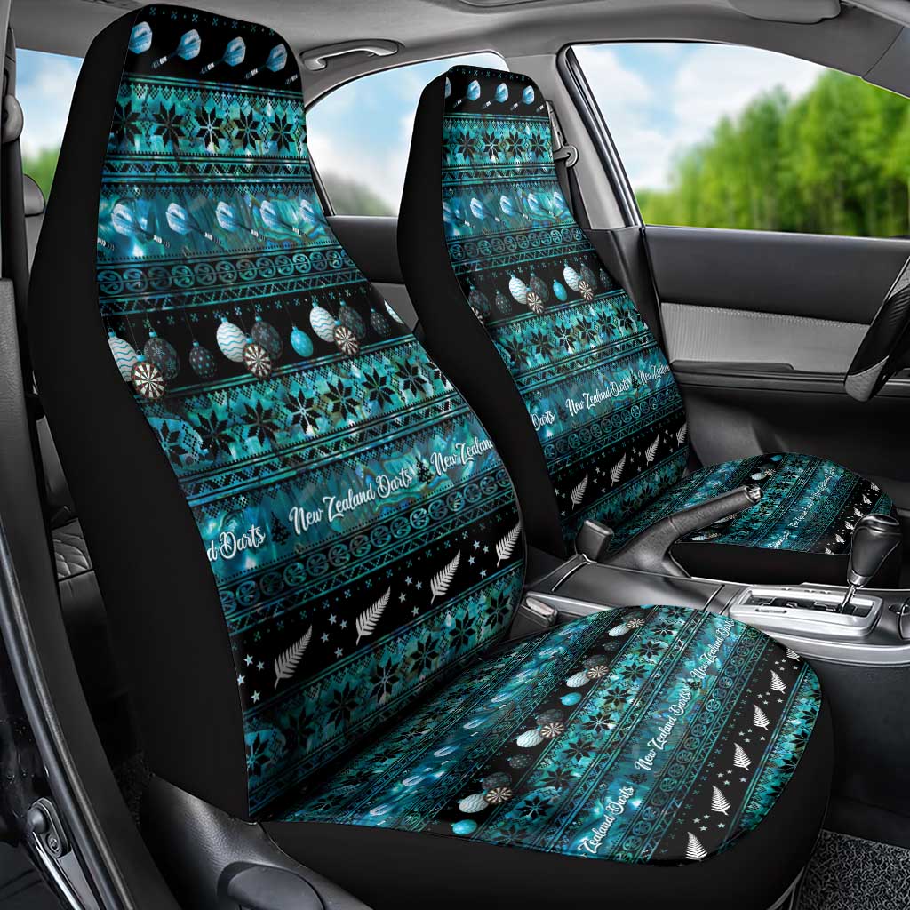 New Zealand Darts Christmas Car Seat Cover Merry Xmas Aotearoa Maori Paua Shell - Polynesian Pride