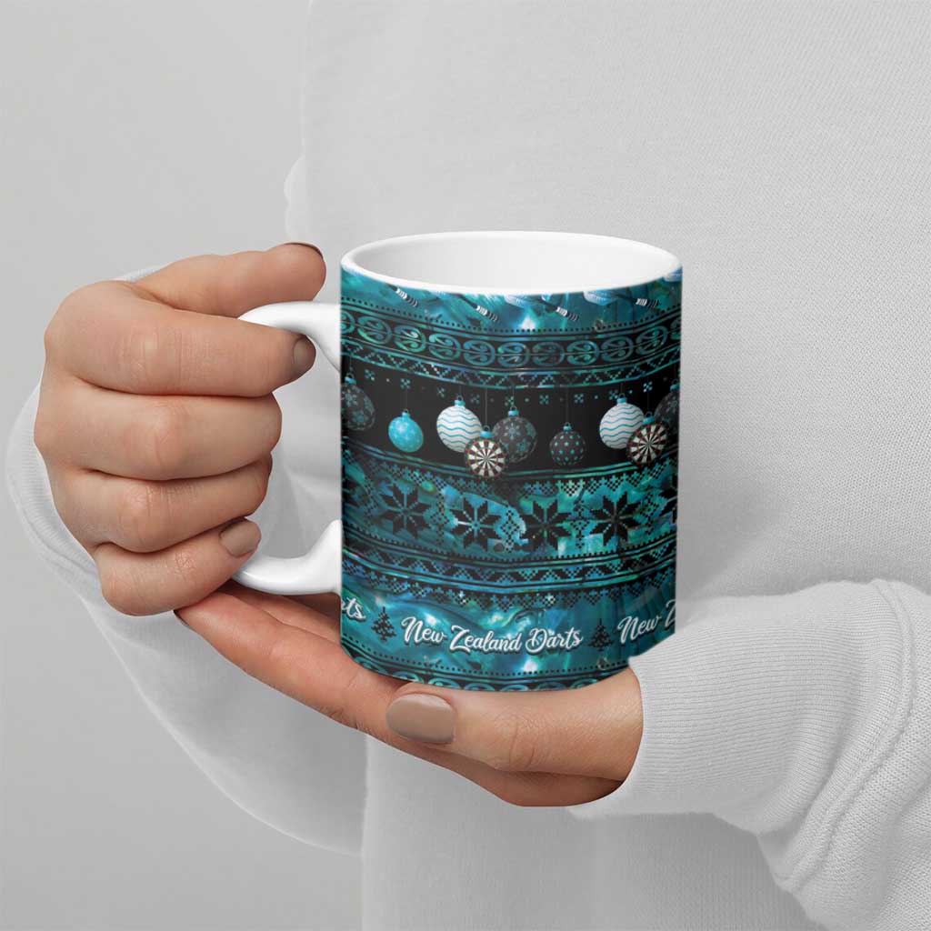 New Zealand Darts Christmas Ceramic Mug Merry Xmas Aotearoa Maori Paua Shell - Polynesian Pride