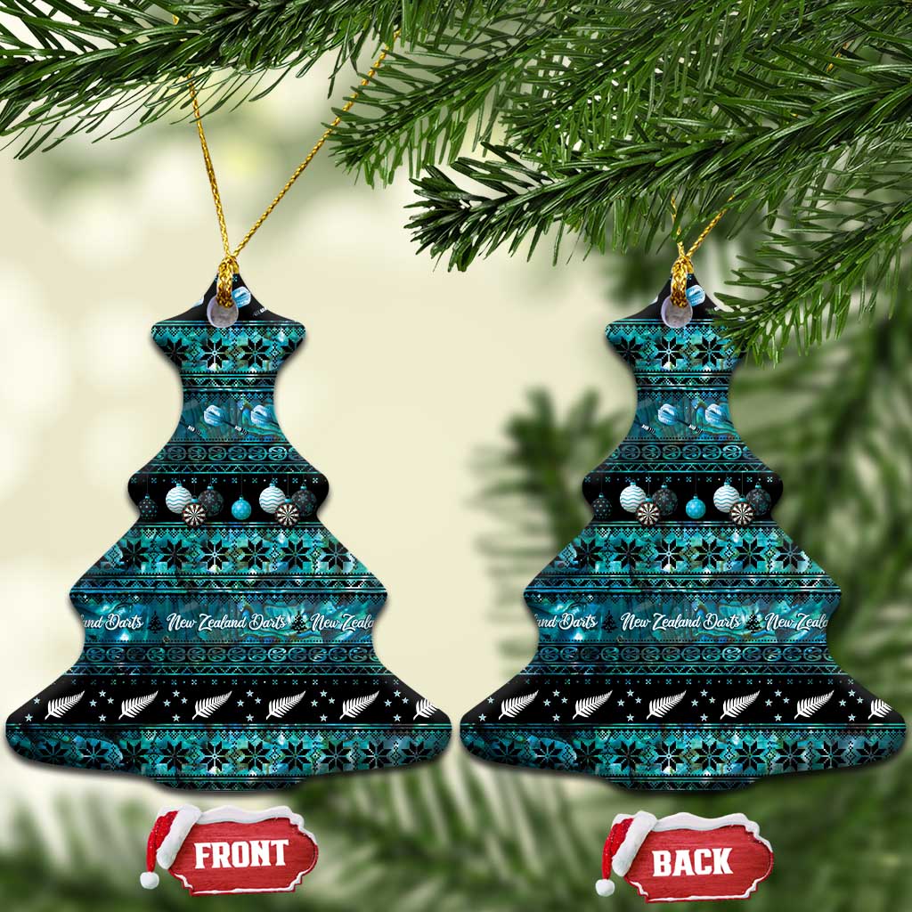 New Zealand Darts Christmas Ceramic Ornament Merry Xmas Aotearoa Maori Paua Shell - Polynesian Pride