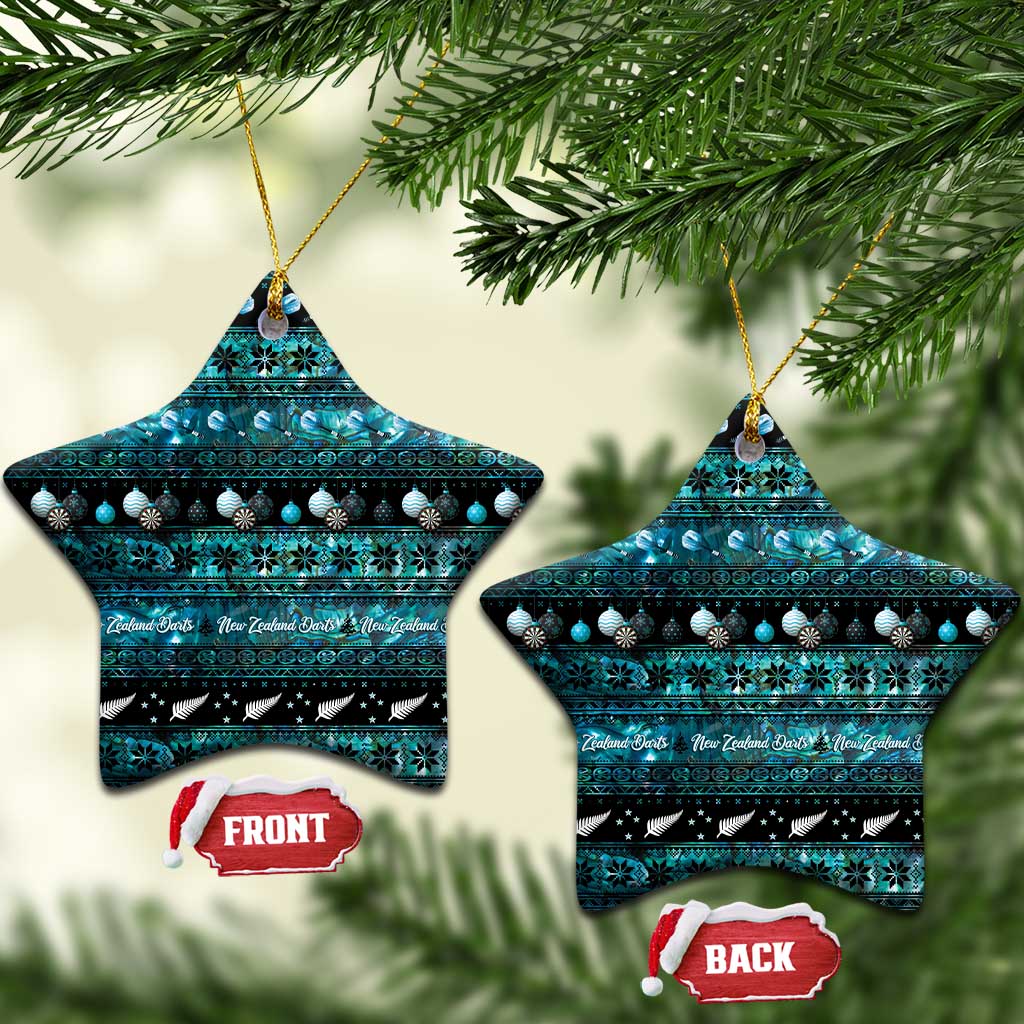 New Zealand Darts Christmas Ceramic Ornament Merry Xmas Aotearoa Maori Paua Shell - Polynesian Pride