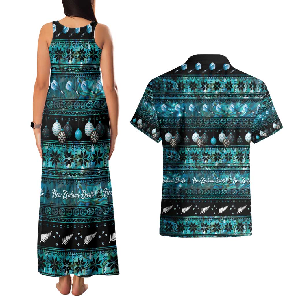 New Zealand Darts Christmas Couples Matching Tank Maxi Dress and Hawaiian Shirt Merry Xmas Aotearoa Maori Paua Shell LT14 - Polynesian Pride