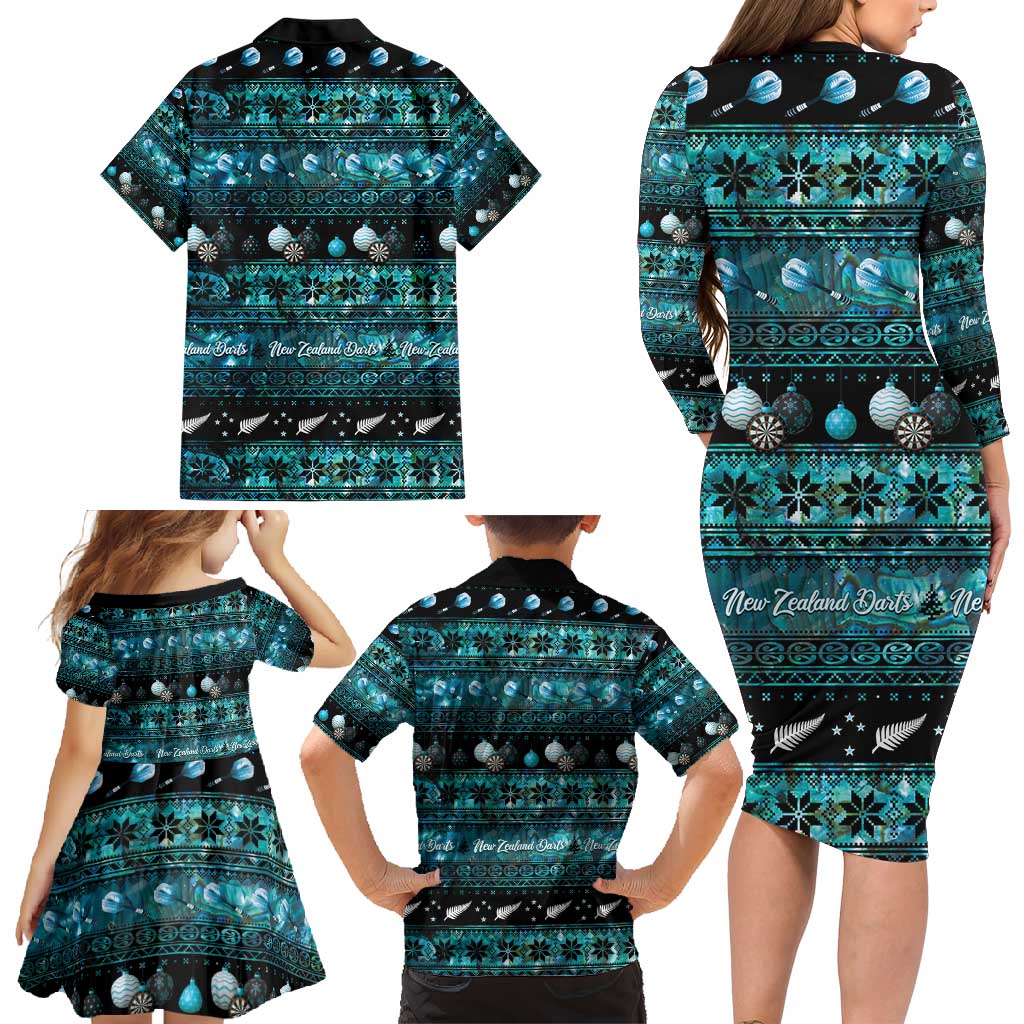 New Zealand Darts Christmas Family Matching Long Sleeve Bodycon Dress and Hawaiian Shirt Merry Xmas Aotearoa Maori Paua Shell LT14 - Polynesian Pride