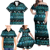 New Zealand Darts Christmas Family Matching Off Shoulder Maxi Dress and Hawaiian Shirt Merry Xmas Aotearoa Maori Paua Shell LT14 - Polynesian Pride
