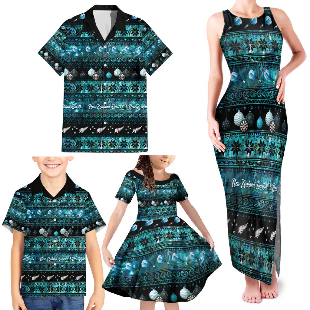 New Zealand Darts Christmas Family Matching Tank Maxi Dress and Hawaiian Shirt Merry Xmas Aotearoa Maori Paua Shell LT14 - Polynesian Pride