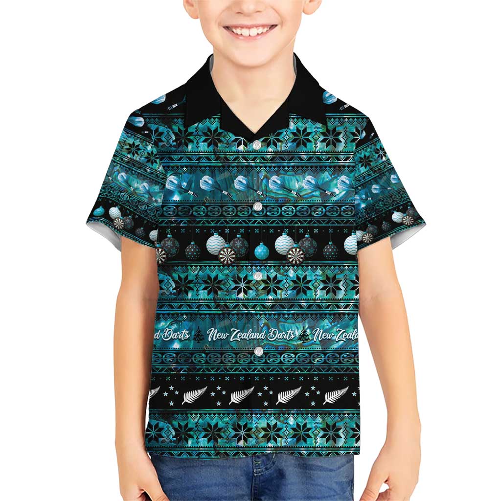 New Zealand Darts Christmas Hawaiian Shirt Merry Xmas Aotearoa Maori Paua Shell - Polynesian Pride