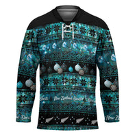 New Zealand Darts Christmas Hockey Jersey Merry Xmas Aotearoa Maori Paua Shell - Polynesian Pride