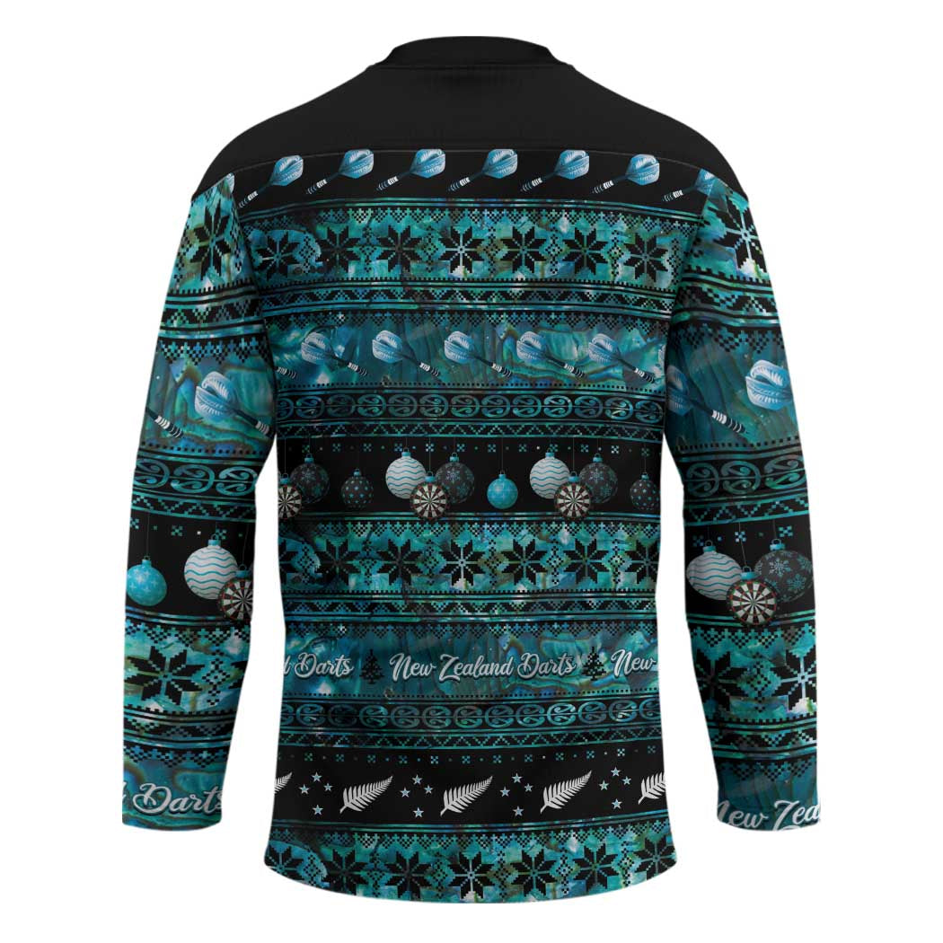 New Zealand Darts Christmas Hockey Jersey Merry Xmas Aotearoa Maori Paua Shell - Polynesian Pride