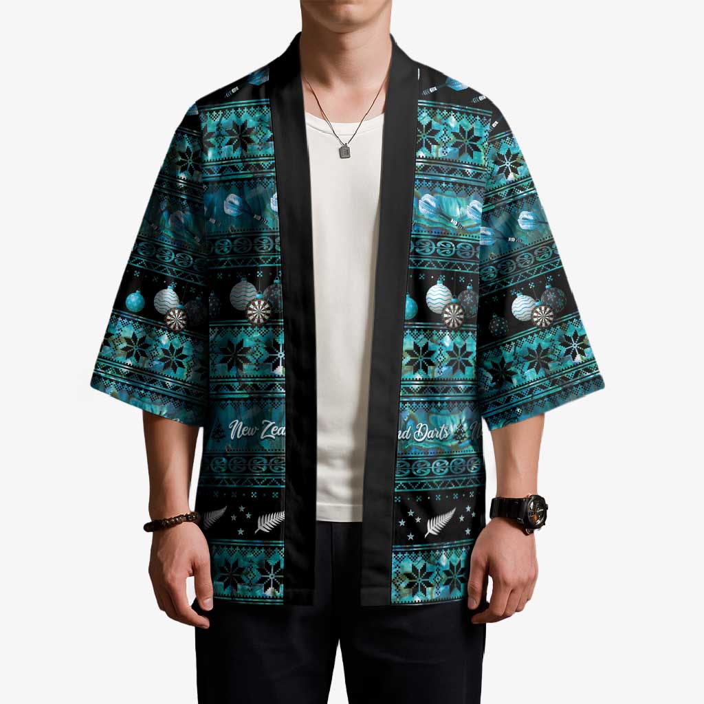 New Zealand Darts Christmas Kimono Merry Xmas Aotearoa Maori Paua Shell - Polynesian Pride