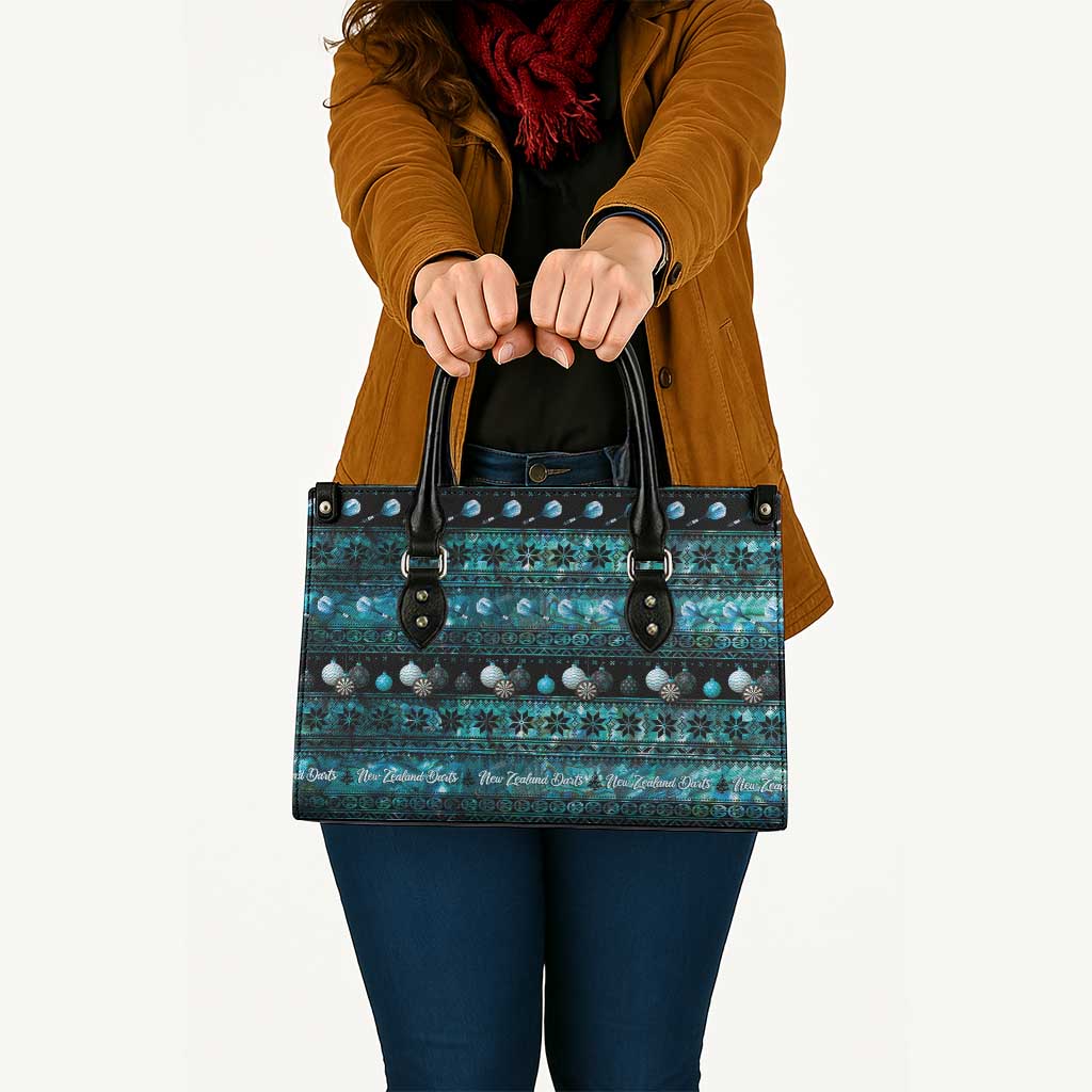 New Zealand Darts Christmas Leather Bag Merry Xmas Aotearoa Maori Paua Shell - Polynesian Pride