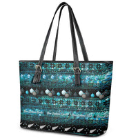 New Zealand Darts Christmas Leather Tote Bag Merry Xmas Aotearoa Maori Paua Shell - Polynesian Pride