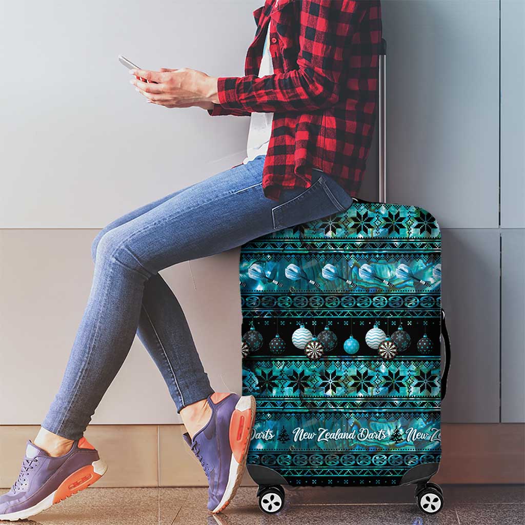 New Zealand Darts Christmas Luggage Cover Merry Xmas Aotearoa Maori Paua Shell - Polynesian Pride
