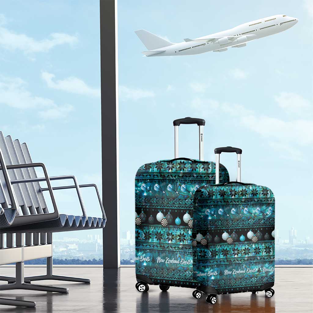 New Zealand Darts Christmas Luggage Cover Merry Xmas Aotearoa Maori Paua Shell - Polynesian Pride