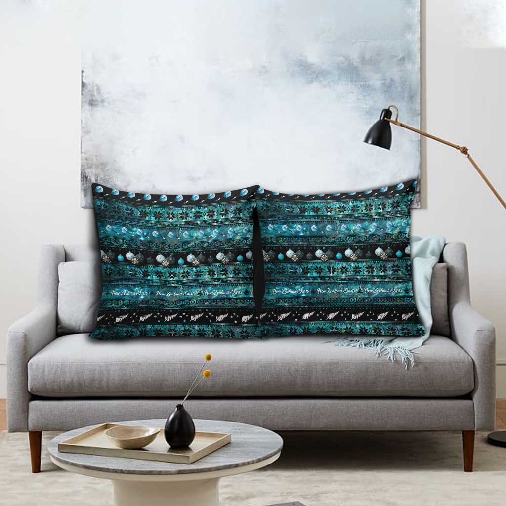 New Zealand Darts Christmas Pillow Cover Merry Xmas Aotearoa Maori Paua Shell - Polynesian Pride