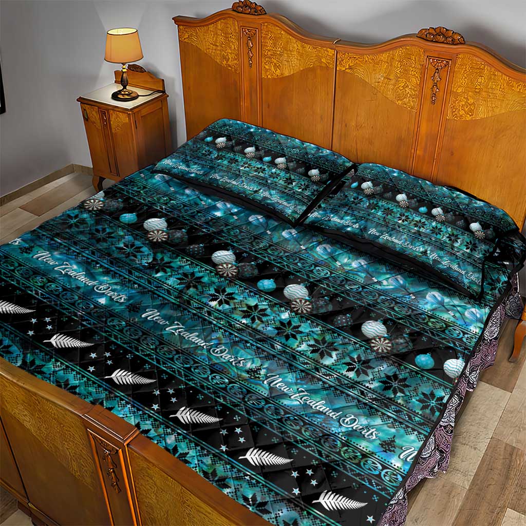 New Zealand Darts Christmas Quilt Bed Set Merry Xmas Aotearoa Maori Paua Shell - Polynesian Pride