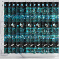 New Zealand Darts Christmas Shower Curtain Merry Xmas Aotearoa Maori Paua Shell - Polynesian Pride