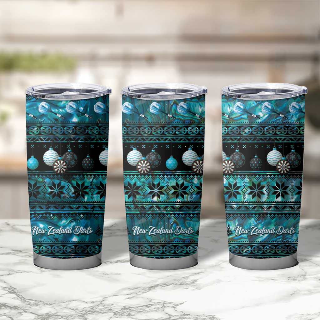 New Zealand Darts Christmas Tumbler Cup Merry Xmas Aotearoa Maori Paua Shell - Polynesian Pride