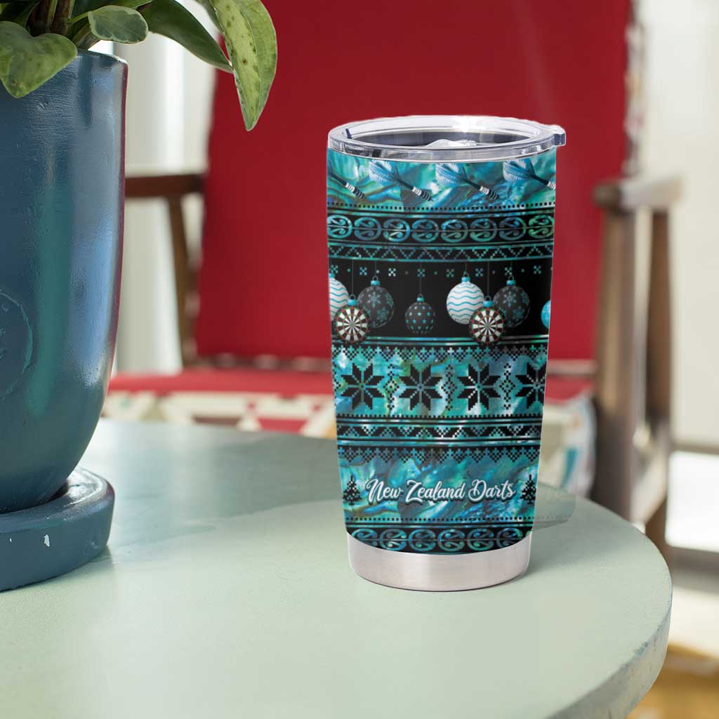 New Zealand Darts Christmas Tumbler Cup Merry Xmas Aotearoa Maori Paua Shell - Polynesian Pride