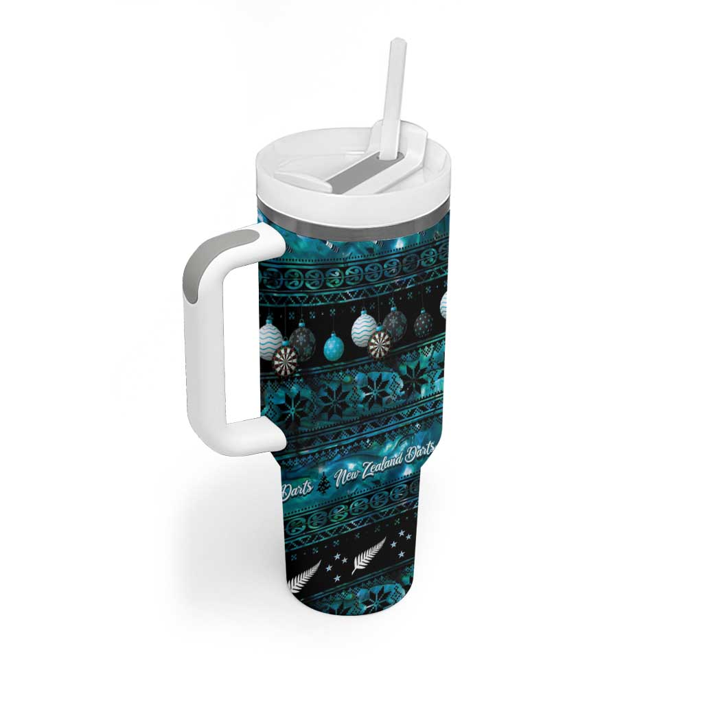 New Zealand Darts Christmas Tumbler With Handle Merry Xmas Aotearoa Maori Paua Shell - Polynesian Pride