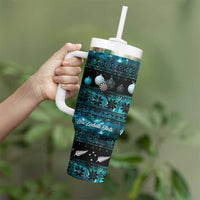 New Zealand Darts Christmas Tumbler With Handle Merry Xmas Aotearoa Maori Paua Shell - Polynesian Pride