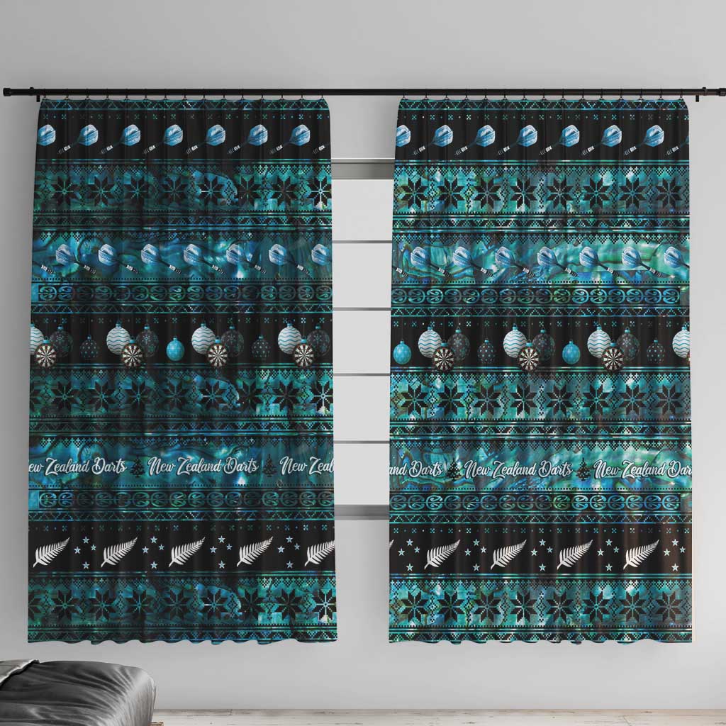 New Zealand Darts Christmas Window Curtain Merry Xmas Aotearoa Maori Paua Shell - Polynesian Pride