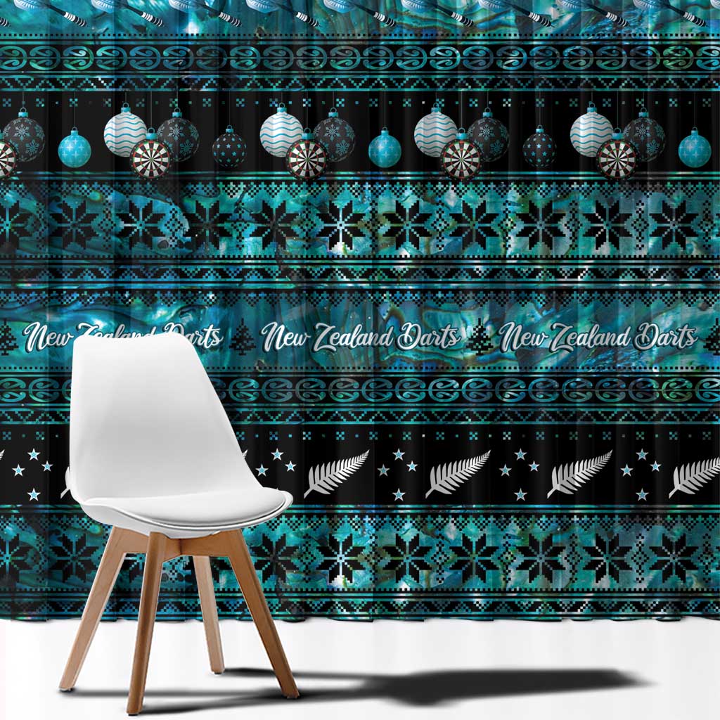 New Zealand Darts Christmas Window Curtain Merry Xmas Aotearoa Maori Paua Shell - Polynesian Pride