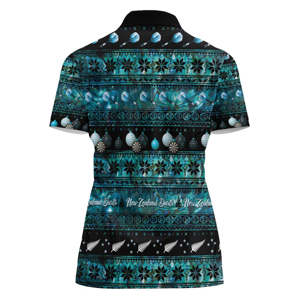 New Zealand Darts Christmas Women Polo Shirt Merry Xmas Aotearoa Maori Paua Shell LT14 - Polynesian Pride