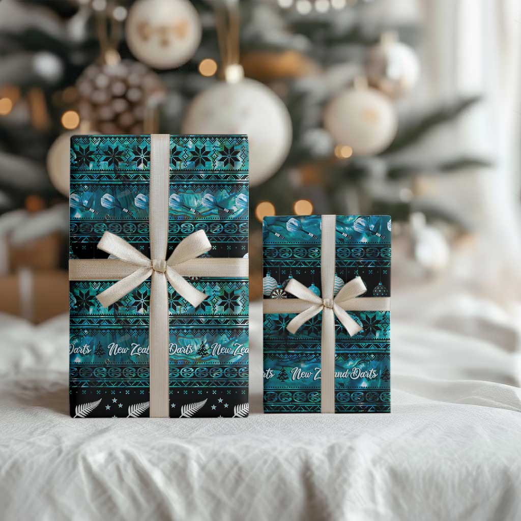 New Zealand Darts Christmas Wrapping Paper Merry Xmas Aotearoa Maori Paua Shell LT14 - Polynesian Pride