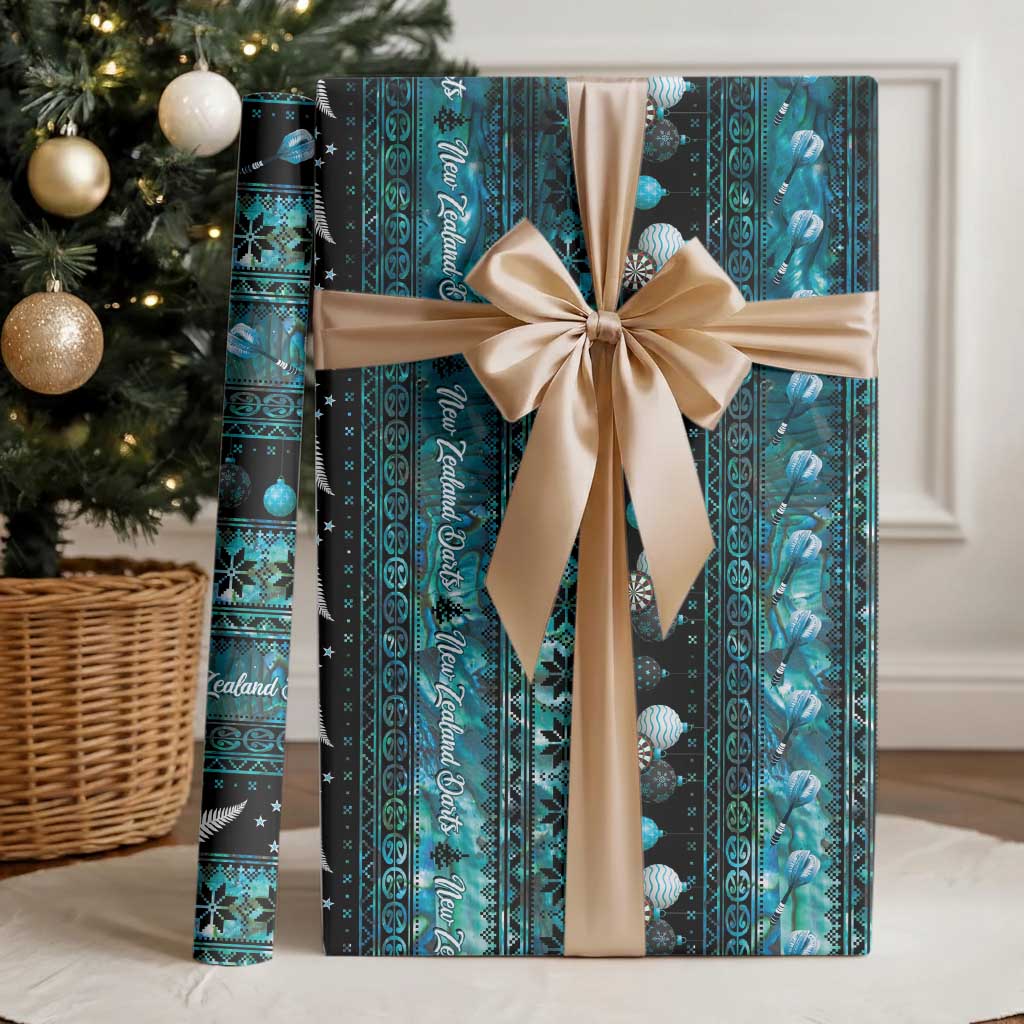 New Zealand Darts Christmas Wrapping Paper Merry Xmas Aotearoa Maori Paua Shell LT14 - Polynesian Pride