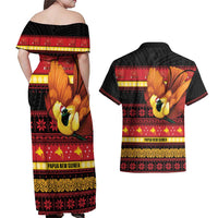 Papua New Guinea Christmas Couples Matching Off Shoulder Maxi Dress and Hawaiian Shirt Bikpela hamamas blong dispela Krismas LT14 - Polynesian Pride