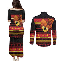 Papua New Guinea Christmas Couples Matching Puletasi and Long Sleeve Button Shirt Bikpela hamamas blong dispela Krismas LT14 - Polynesian Pride
