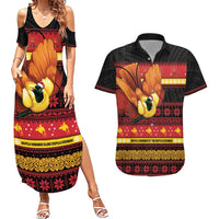 Papua New Guinea Christmas Couples Matching Summer Maxi Dress and Hawaiian Shirt Bikpela hamamas blong dispela Krismas LT14 Red - Polynesian Pride