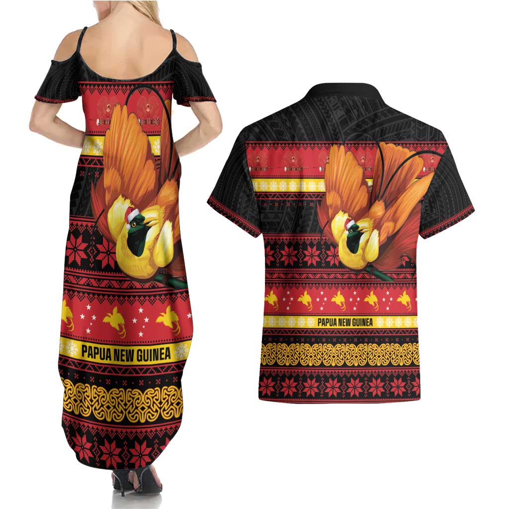 Papua New Guinea Christmas Couples Matching Summer Maxi Dress and Hawaiian Shirt Bikpela hamamas blong dispela Krismas LT14 - Polynesian Pride