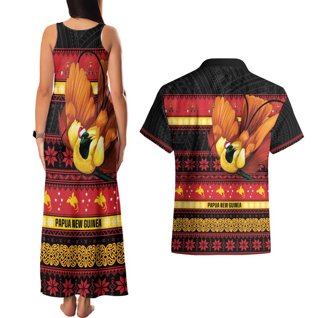 Papua New Guinea Christmas Couples Matching Tank Maxi Dress and Hawaiian Shirt Bikpela hamamas blong dispela Krismas LT14 - Polynesian Pride