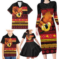Papua New Guinea Christmas Family Matching Long Sleeve Bodycon Dress and Hawaiian Shirt Bikpela hamamas blong dispela Krismas LT14 - Polynesian Pride